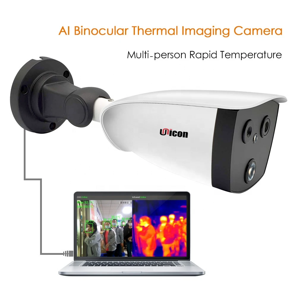 AI Binocular Thermal Imaging System 1080p Human Body Temp Infrared Thermal Scanning Camera