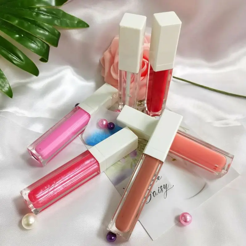 

Private label white tube packaging shiny glossy lipgloss clear lip gloss