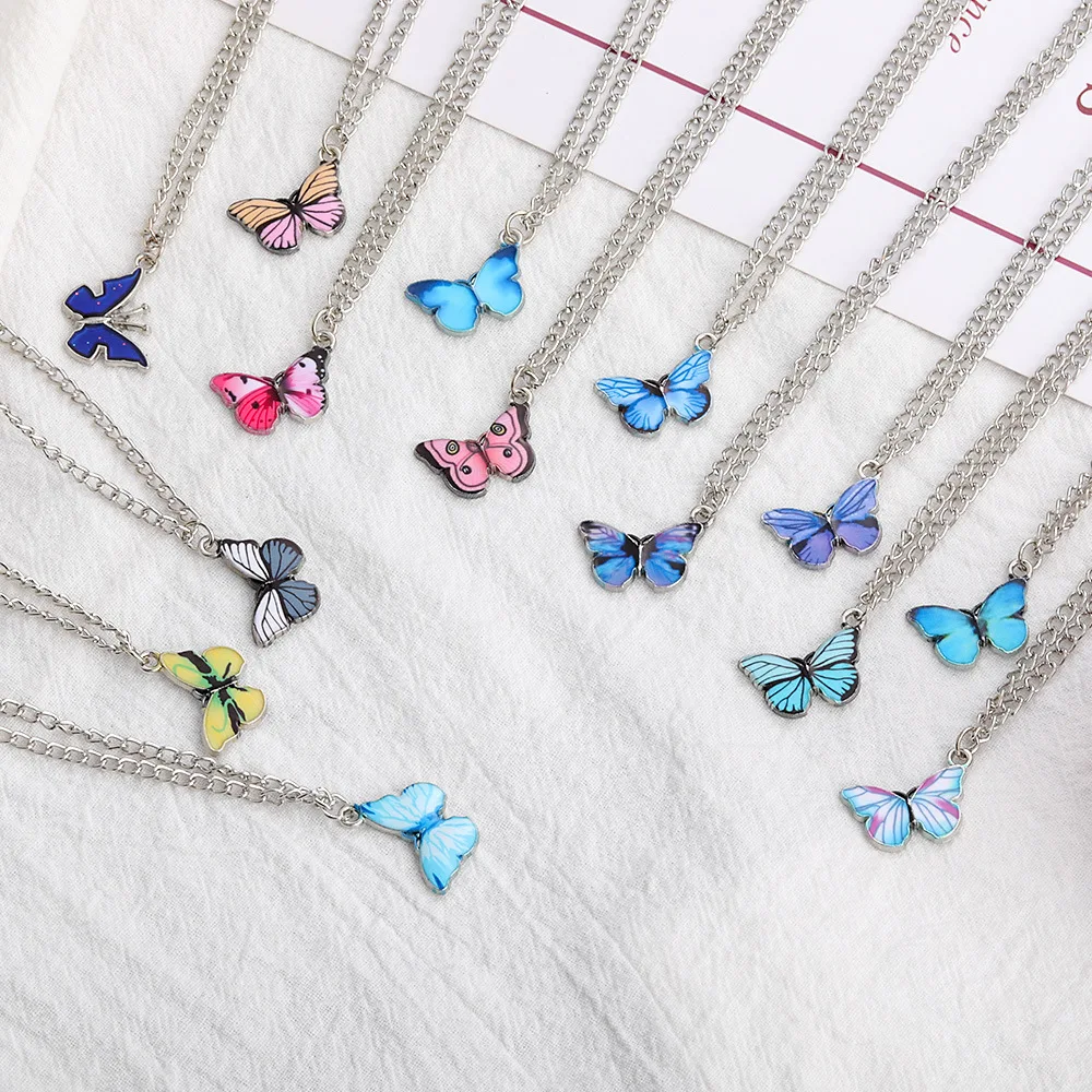 

Factory direct spot simple exquisite ladies clavicle personalized pendant butterfly necklace kelebek kolye, As picture