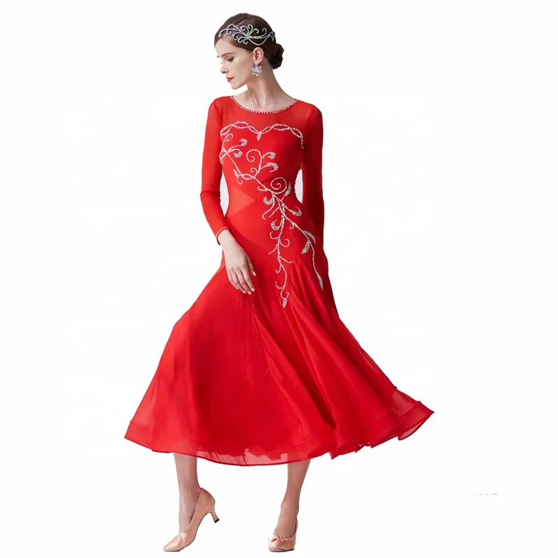 

M-19310 Custom High Quality Smooth Dance Training Dresses Adult Long Modern Practice Dress Ballroom Dancing Clothes For Sale, Customized