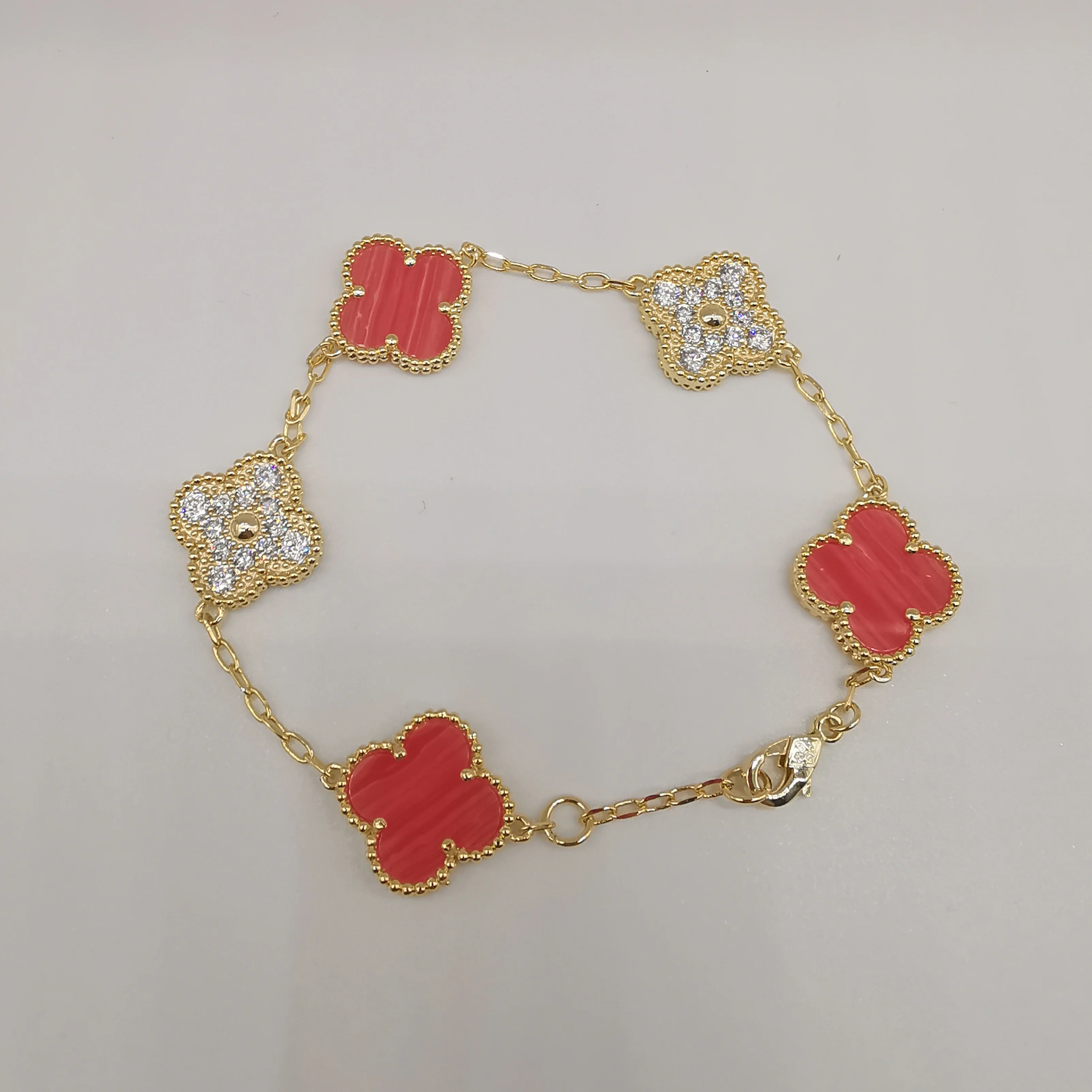 

Charm Fashion Trendy Factory Wholesale 925 Sterling Silver 18K Gold Rose Gold plated Clover Bracelet Women 's Jewelry Sets