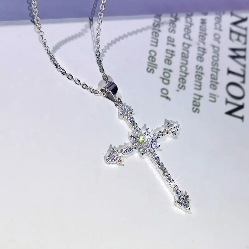 

Fashionable Jewellery Shine KYNL0297 Crucifix Shape 3A Zircon Necklaces for women, Silver