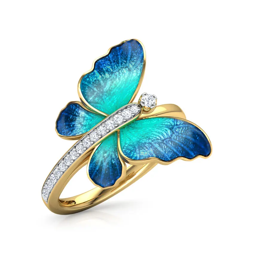 

Hot Sale Fashion Jewelry Gift for Her Unique Open Resizable Ring Gold Plated Butterfly Rings for Women