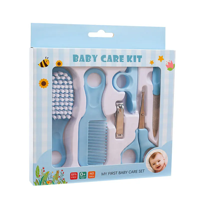 

Hot Selling In Stock 6 In 1 Baby Care Set Comb Brush Combination Set Baby Care And Washing Nail Clipper Set Baby Grooming Kit