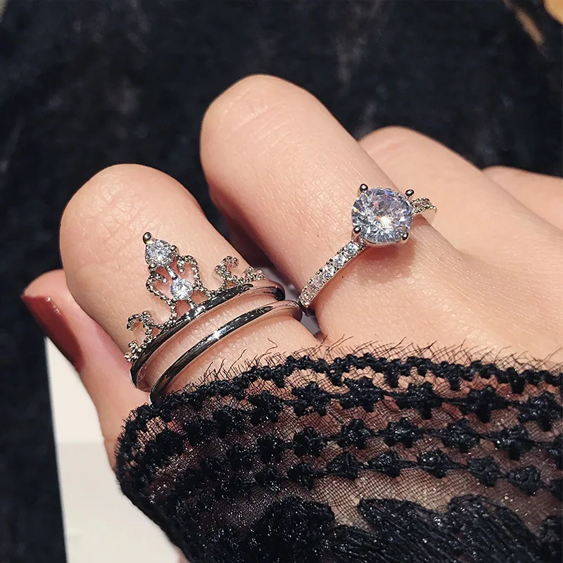 

Two in one rhinestone crown 2021 womans rings