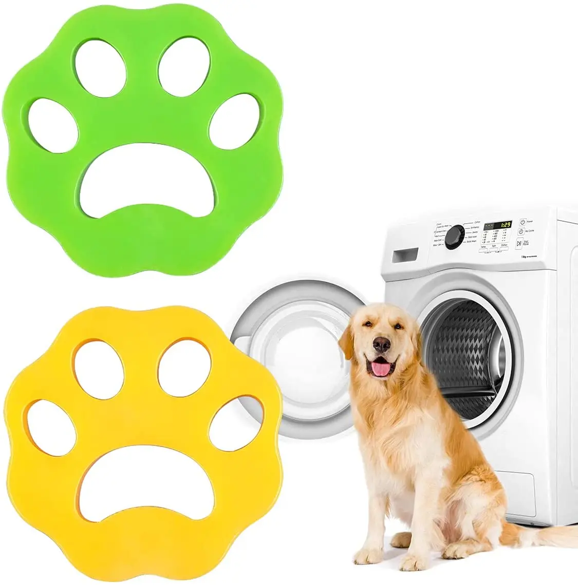 

Pet Hair Remover for Laundry Dogs and Cats Hair Catcher for Washing Machine, Yellow, green