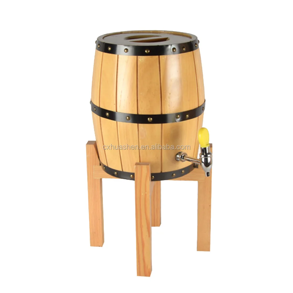 Wooden 3l Beer Buckets Tower Natural Wooden Wine Barrel Beer Dispenser ...