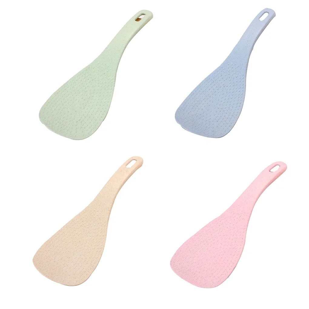 

Wheat Straw Rice Spoon Home Rice Paddle Kitchen Scoop Non-stick Rices Serving Cooking Utensil Tool Spoons, Blue,green,pink,beige