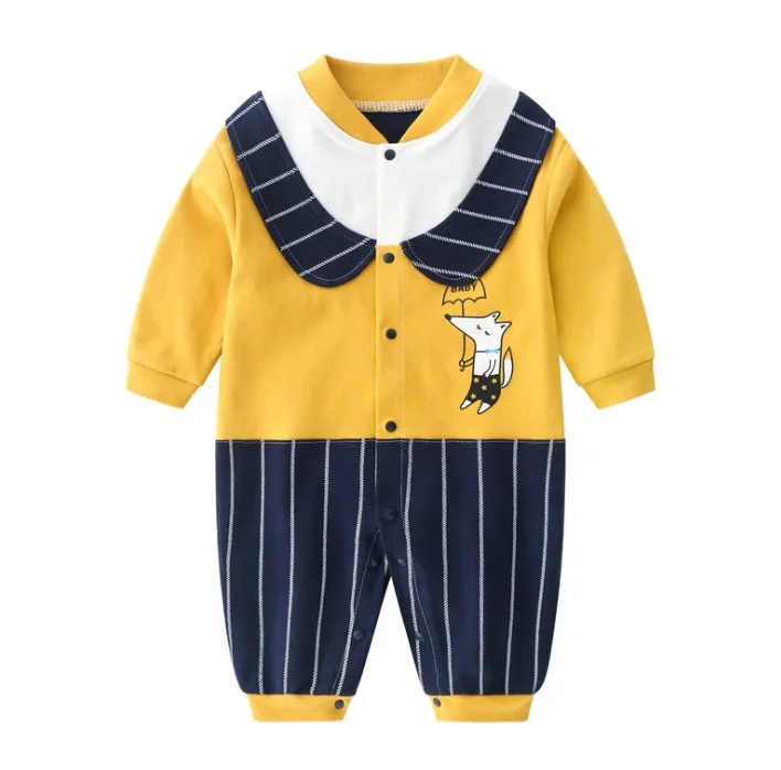 

Spring autumn newborn baby long sleeve cartoon printing romper cute 100%cotton unique style infant customer, As pictures