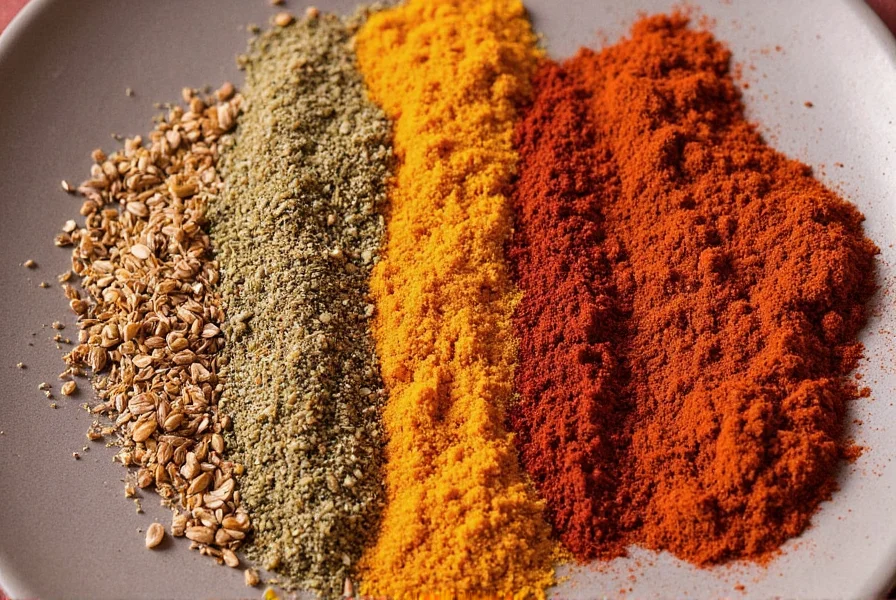Ancient Mexican spices displayed on stone slab