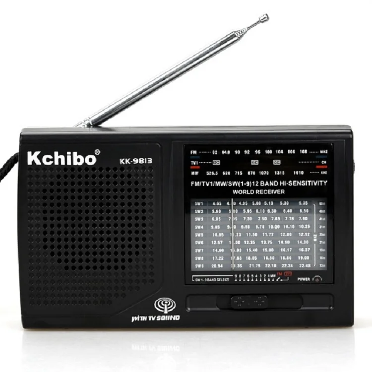 

KK-9813 Amazon hot selling high sensitive portable sw mw fm all band Kchibo radio with earphone jack, Silver