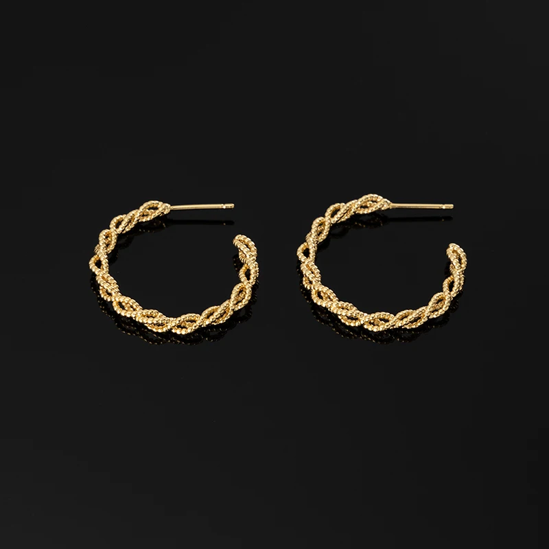 

Stud Hoop Earrings, 14K 18k Gold Plated Chunky Twisted Hoop Earrings for Women jewelry