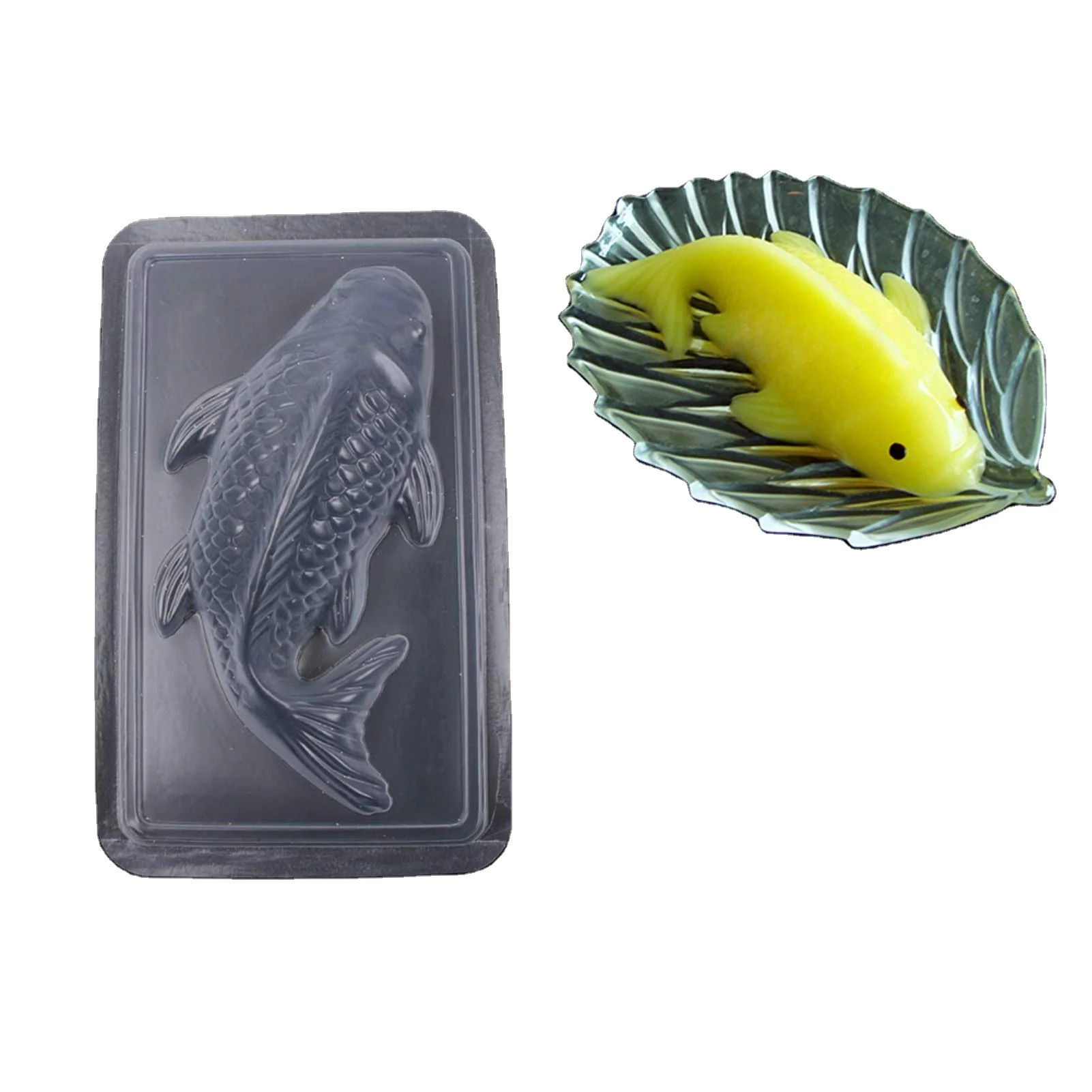 

New Arrival 3 Pieces Carp DIY 3D Koi Fish Plastic Transparent Jelly Handmade Chocolate Bar Polycarbonate Cake Mold