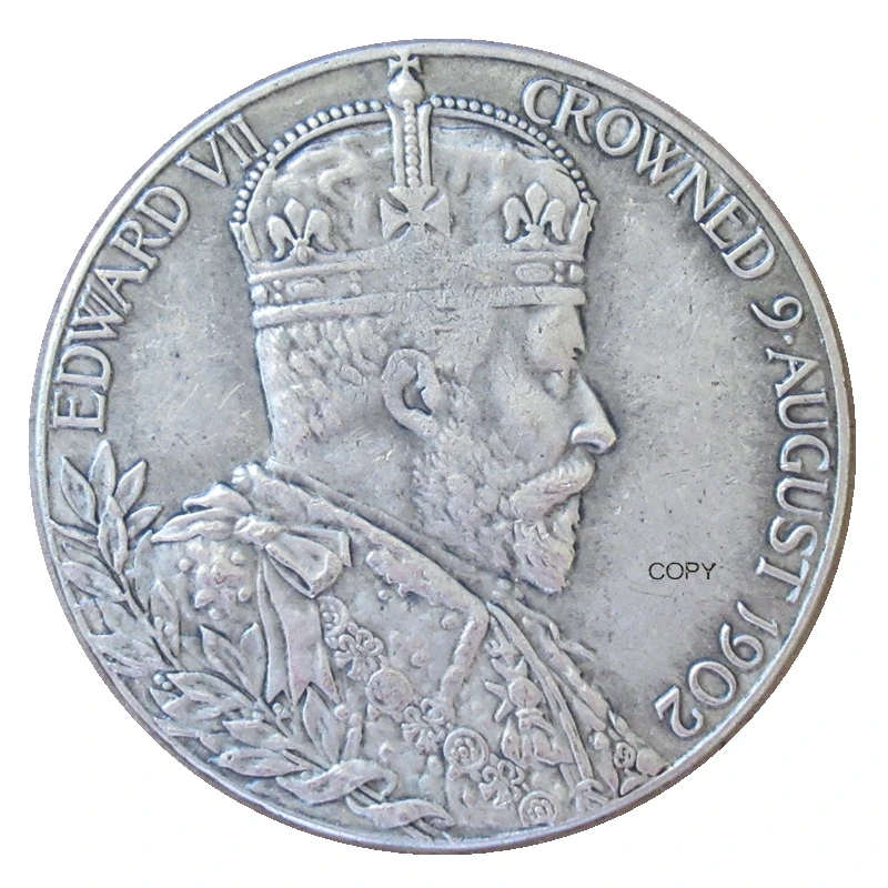 

Reproduction 1902 UK Medal - King Edward VII and Queen Alexandra Coronation Silver Plated Coins