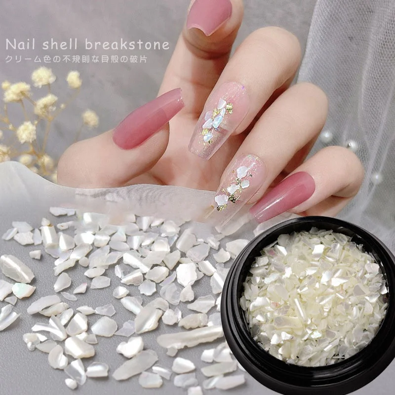 

Paso Sico Popular White Shell Thin Nature Shell Nail Abalone 3D Nail Art Ornament for DIY Nail Salon