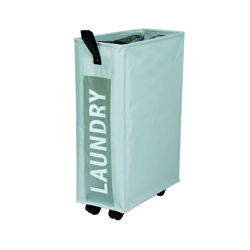 

Rolling Slim Laundry Basket with Stand Foldable Waterproof Sorter and Organizer on Wheels Tall Thin Laundry Wash Bag, Patterned/solid color