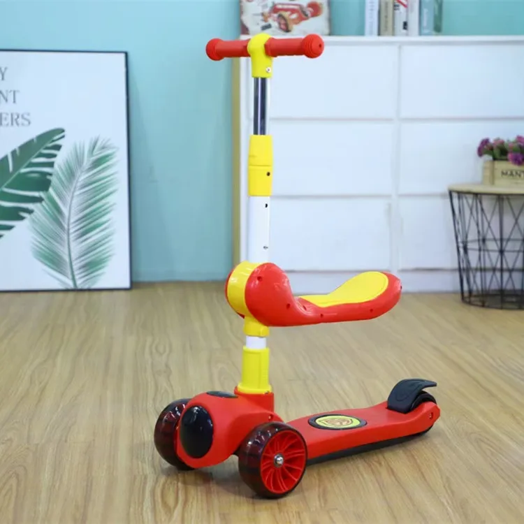 

2021 the most popular Wholesale ABS kids cartoon plastic 4 wheel baby 3 wheels kick scooter toy children's tricycle scooter