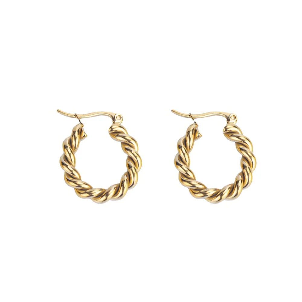 

Stainless steel Vintage twist earrings, Steel gold