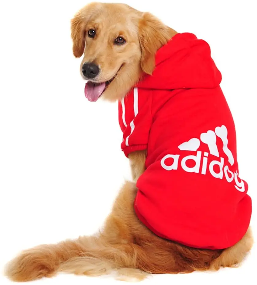 

Wholesale Adidog Winter Warm Cotton Coat Dog T Shirt Solid Sweatshirt Pet Clothes Big Dog Clothes Hoodie, See picture