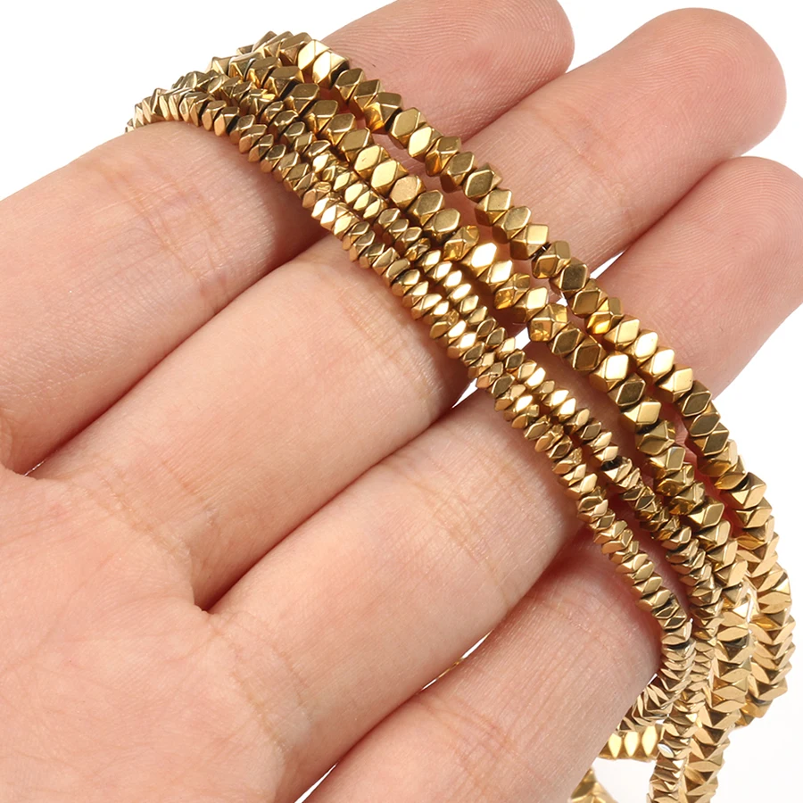 

Wholesale 1*3MM/2*3MM Faceted Gold Plated Hematite Stone Beads for jewelry Making DIY