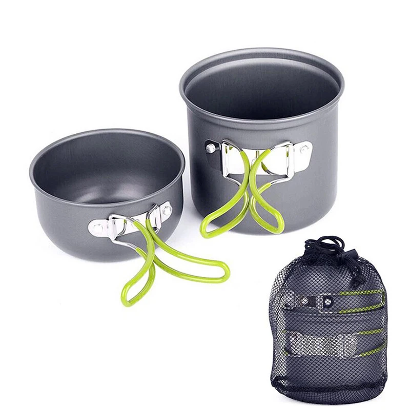 

Amazon Hot Sale Outdoor Cookware Set 1-2 People Camping Stove Set Pot Combination Portable Picnic Stove Cookware Set, Aluminium