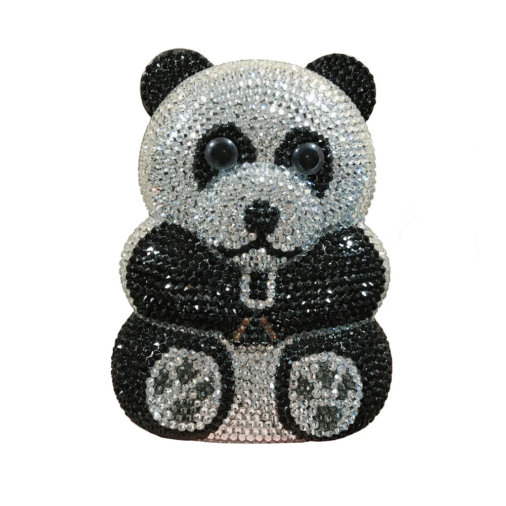 

Panda Shaped Handbag Purse Women Diamond Clutch Animal bear Shaped Bling Evening Bag, Customized