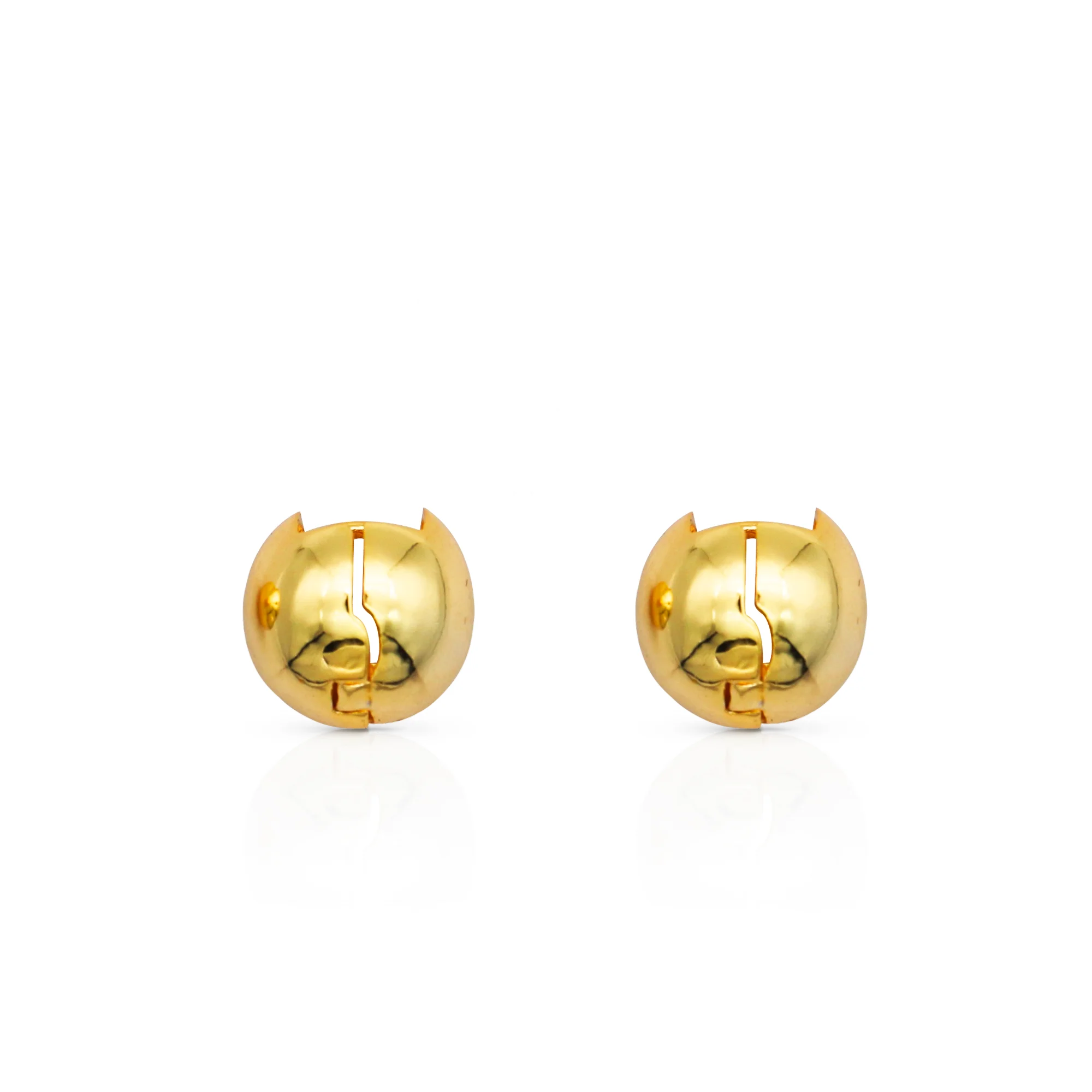 

Chris April fine jewelry 925 sterling silver 18k gold plated big size round disco ball stud earrings, Yellow gold