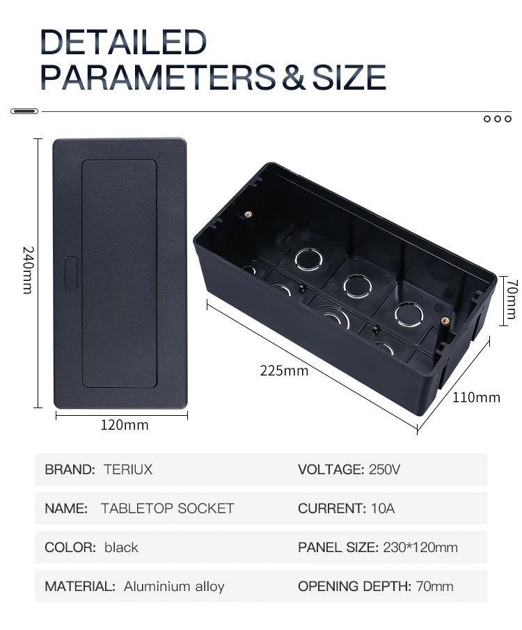 Factory sales Aluminum Alloy multi module embedded table socket