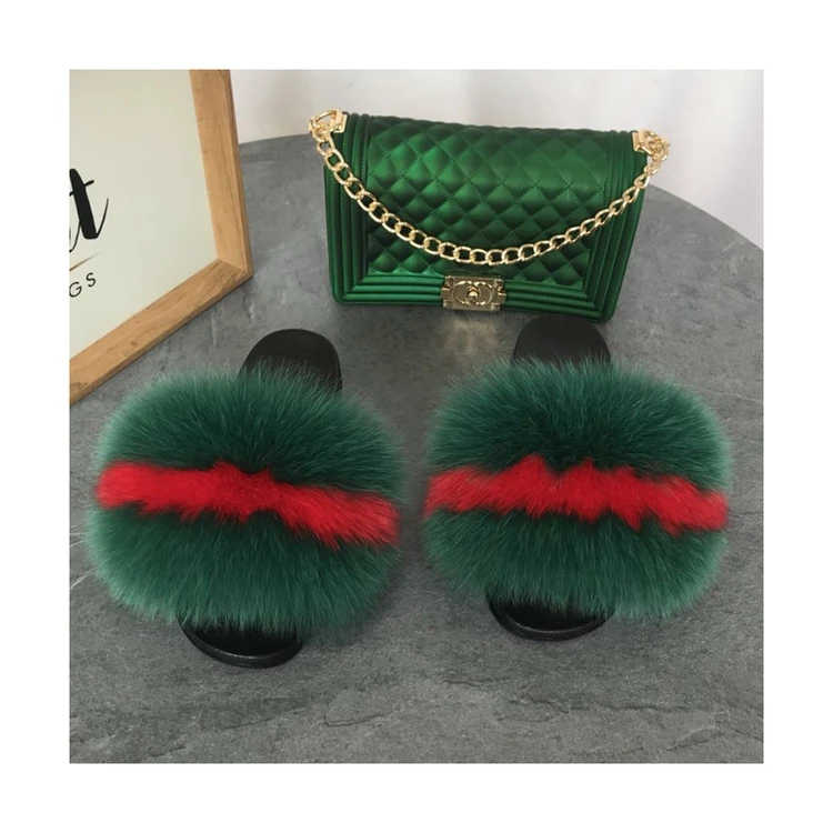 

Hot Selling Super Faux Wool Two-piece Women's Slippers With Women's Bag