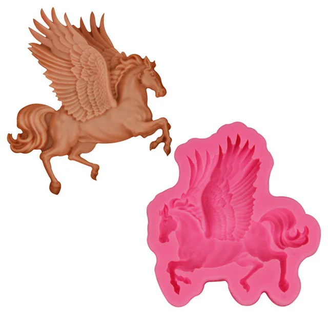 

Cheap price Flying horse diy handmade 3D fondant silicone soap cake mold, Random