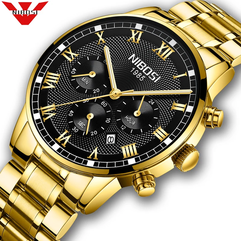 

NIBOSI Mens Sport Watches Men Waterproof Luxury Brand Watch 2019 Fashion Full Steel Analog Quartz Wristwatch Relogio Masculino