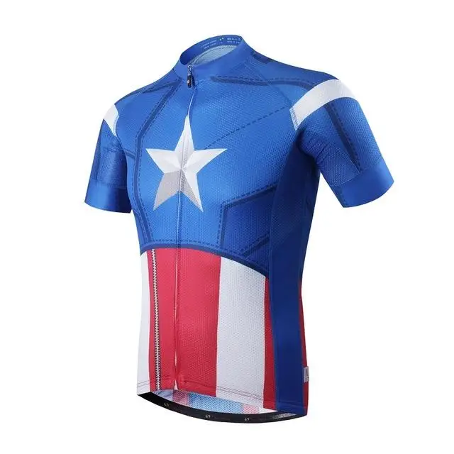 

HIRBGOD HK466 Super Hero Cycle Jersey Men Short Sleeve Bike Jersey Comfortable Cycling Jersey Plus Size Cycling Wear, Blue