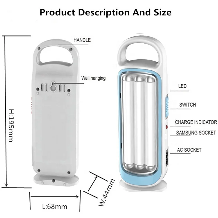 
2020 Hotsale Three Tube Style Portable Homehlod Outdoor Lighting Rechargeable LED Emergency Light With 42 SMD 