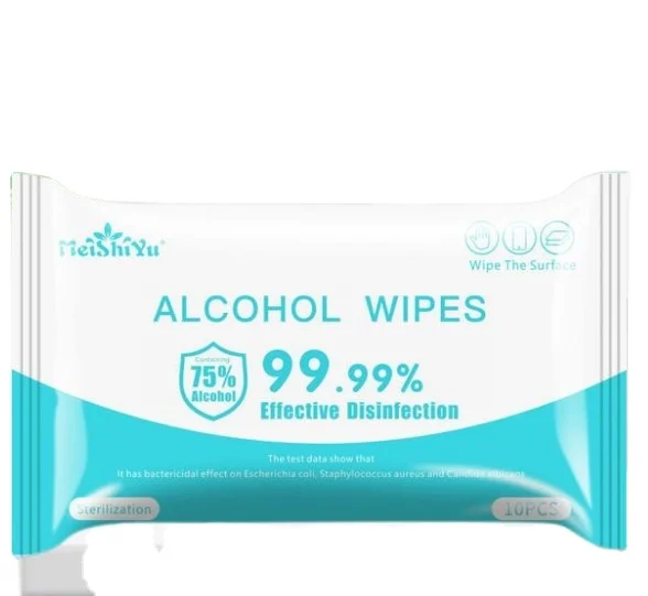 

factory Wholesale 75% alcohol Portable Disinfection wet wipes, White