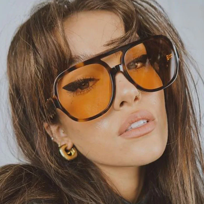 

Trends 2022 Sunglasses Women Vintage Yellow Brand Designer Sunglass Female Oversized Popular Glasses Eyewear Shades UV400