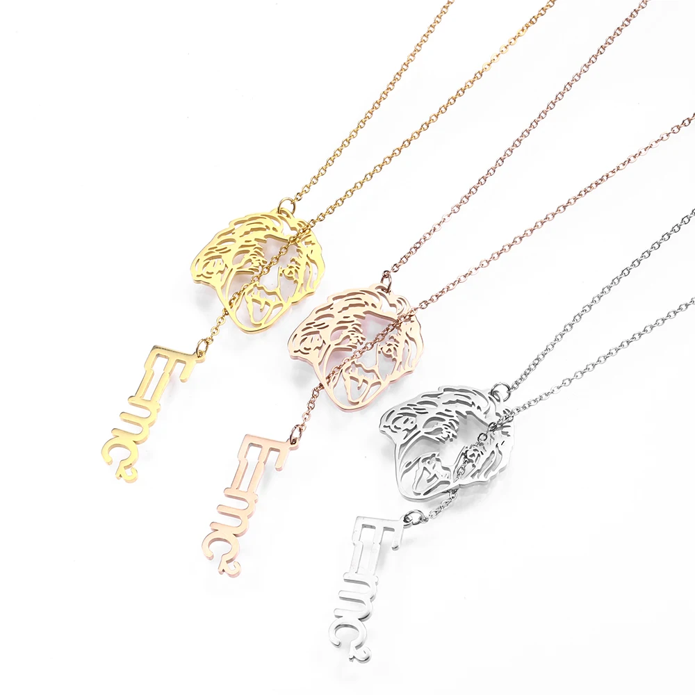 

Hot Selling Simple And Personalized Cut Einstein Scientist Hollow Head Name Chemical Method Shaped Necklace