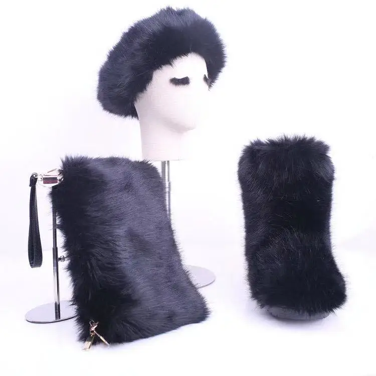 
fashion black ladies faux fur boot set covers vendor 