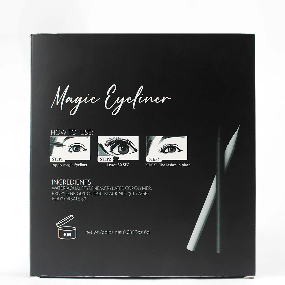 

3d mink lash custom boxes magic eyeliner lashes eyelash packing box, Black