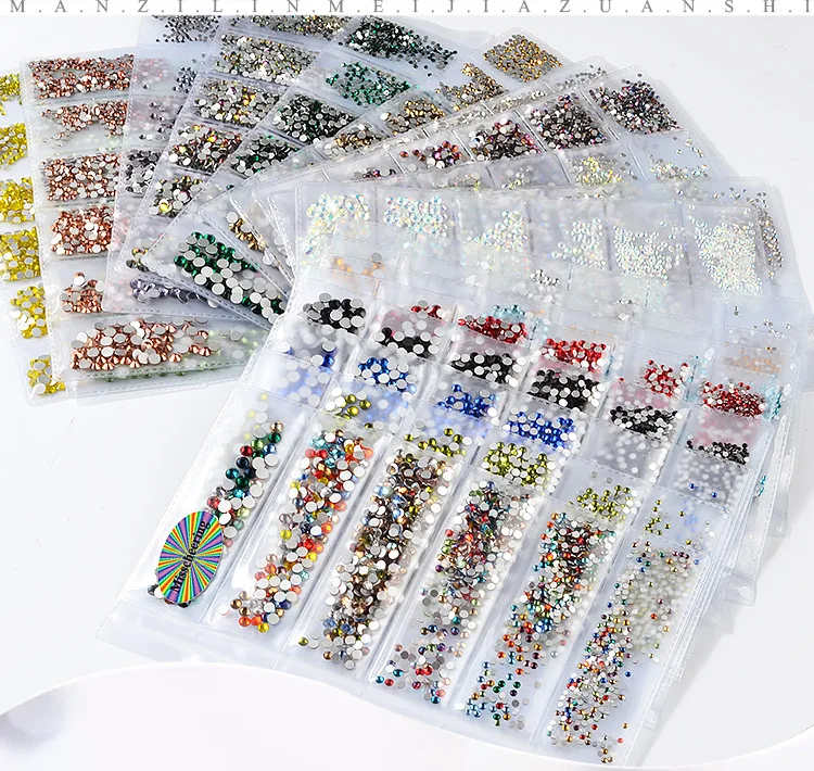 

The new 2020 nail flat mixed color multi-size and multicolor 6-grid split-mounted nail jewelry drillers DIY materials