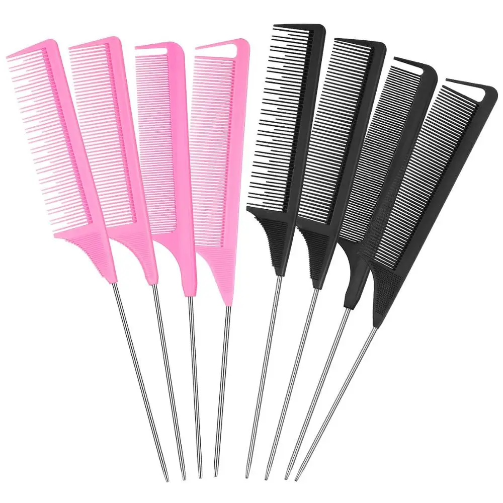 

YUE Professional pink heat resistant Carbon Fiber plastic comb knifes hair rat tail comb
