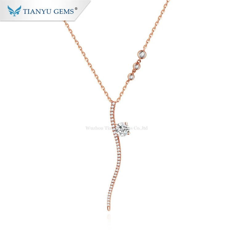 

Tianyu Gems Dangle Jewelry Rose Gold Moissanite Diamond Pendant Necklace In 14K