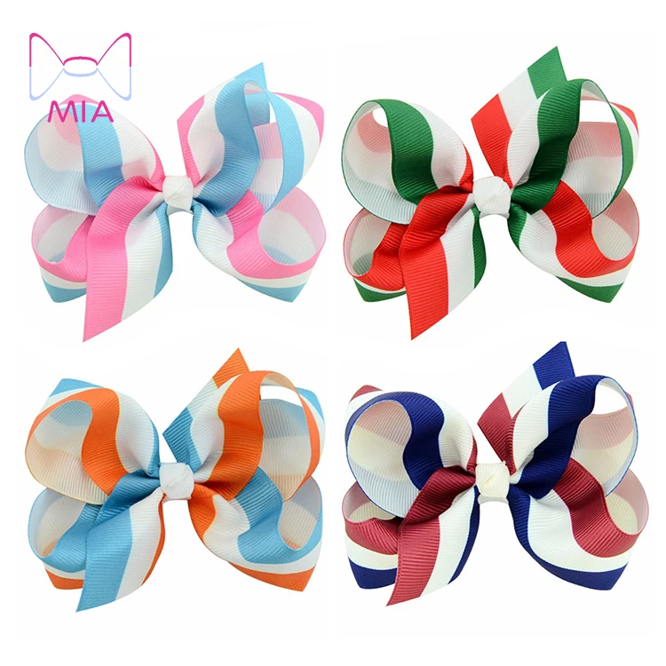 

Mia Free Shipping  scottish striped ribbon bowknot hair bow with clip for baby girls hair accessories 779, Picture shows