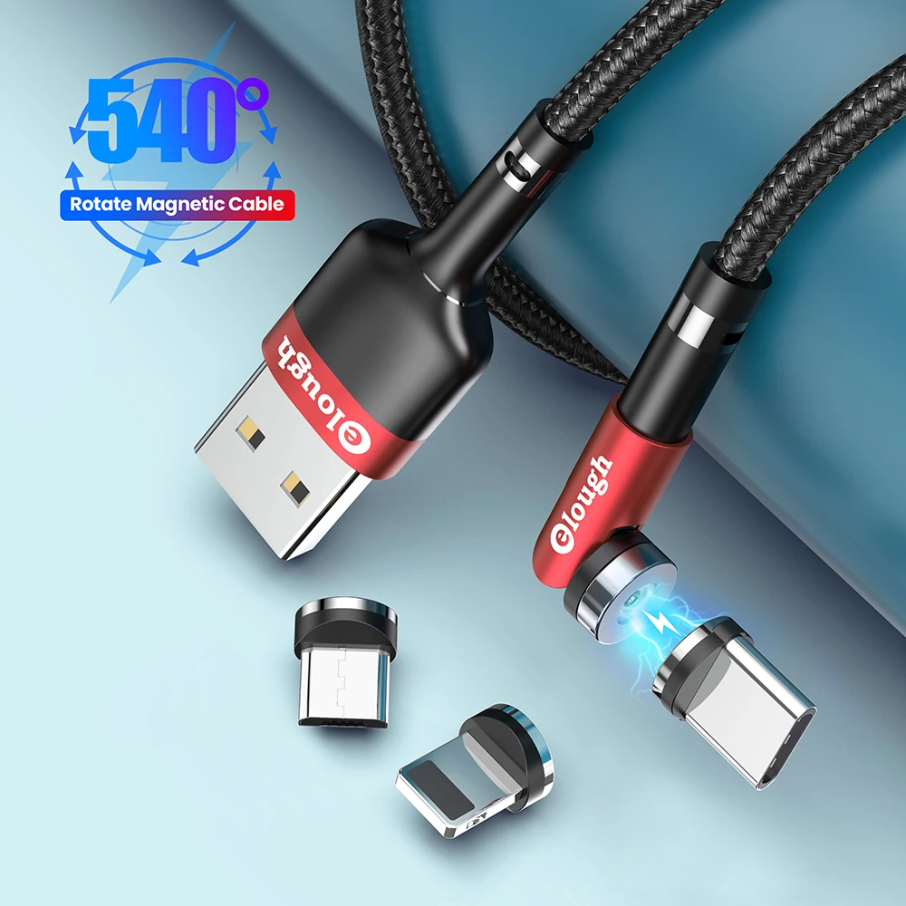 

Elough 540 braided lighting cable usb c 2.4A quick charger usb cable 3 in1 magnetic for iphone charging cable, Red/grey/green