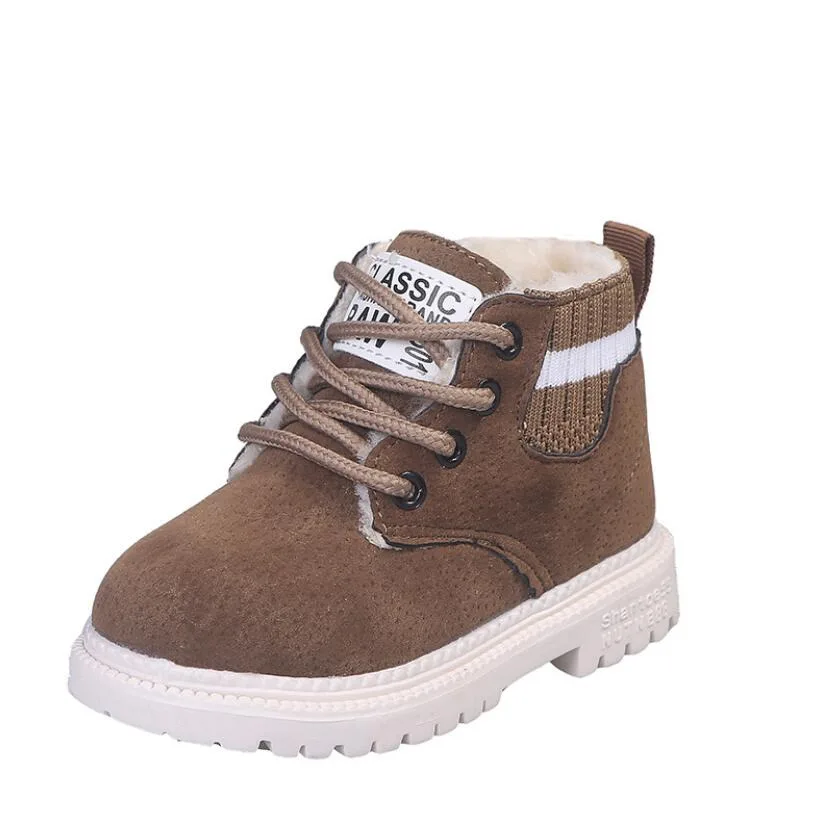 

Winter New Boys Plus Thicken Velvet Cotton Shoes Girls Waterproof Short Boots Children Warm Boots