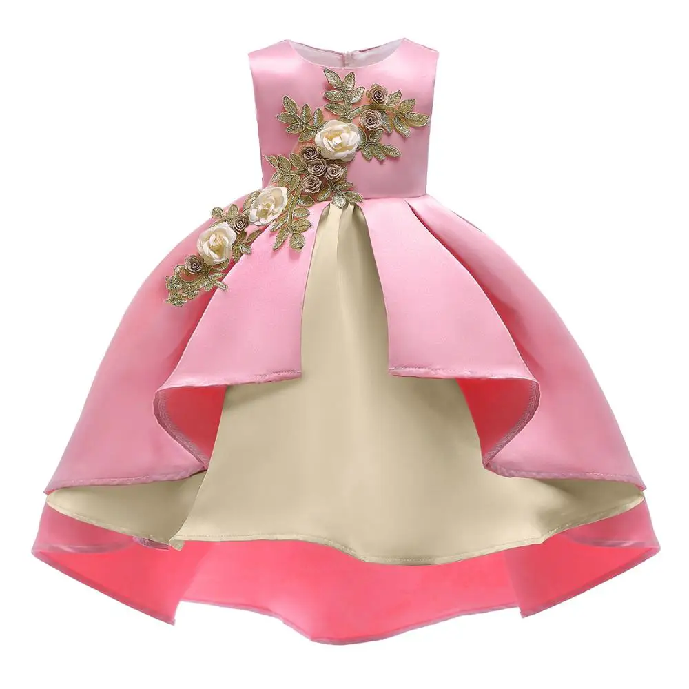 

KZT2948 Christmas new year children skirts round collar sleeveless flower decoration girls party princess dresses