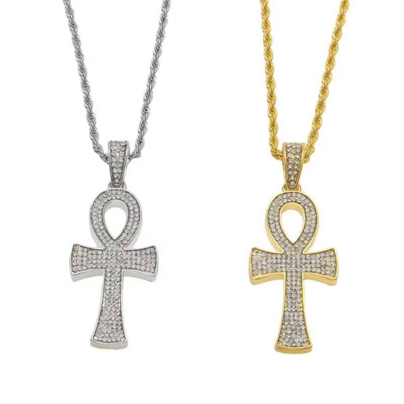 

Custom Mens Cross Key Pendants Accessories Chain Necklaces Hip Hop Jewelry