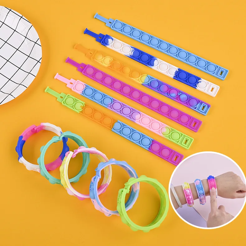 

2022 Hot Fidget Press Silicone bracelet multiple colour color Press puzzle pop silicone bracelet for kids child adult