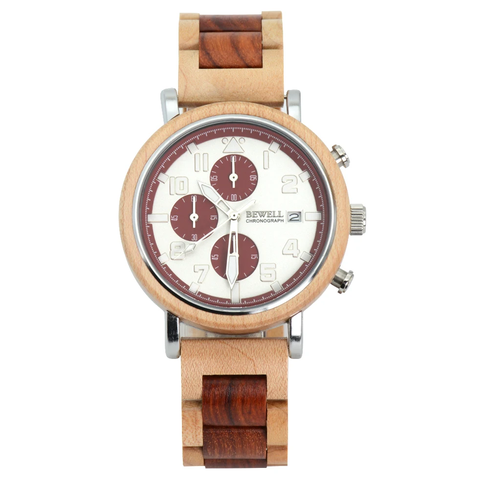 

Stainless Steel Wrist Watch Luxury Japan Quartz Movement Wood Watch