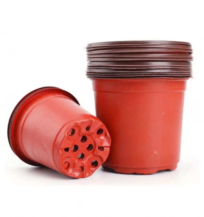 

Double Color Plastic 90 100 120 130 140 150 160 180mm Nursery Plant flower pots For Greenhouse, Red out, black inner