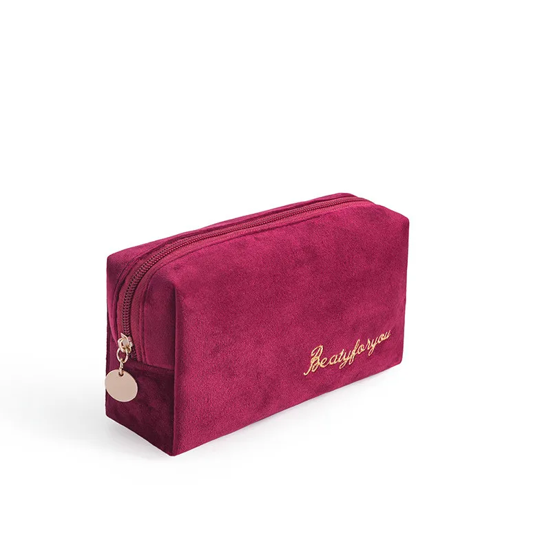 

2020 Wholesale Soft Velvet Cosmetic Bag for Women High Quality Velvet Make Up Pouch with Zipper, Customized